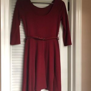 Red long 3/4 sleeve dress